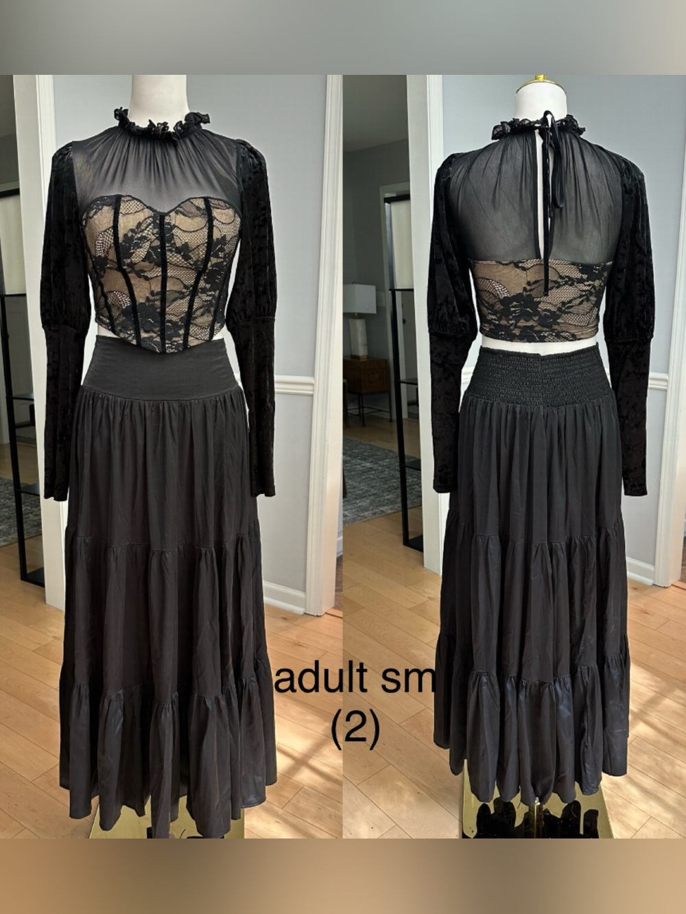 Black Lace Corset Bodice Maxi Skirt